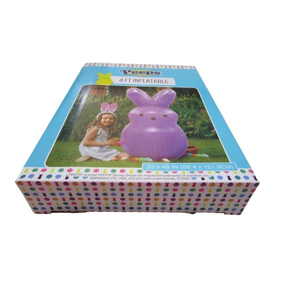 Purple Easter Bunny Inflatable Peep New In Box 4ft Tall Solid Pastel Color - Picture 5 of 12